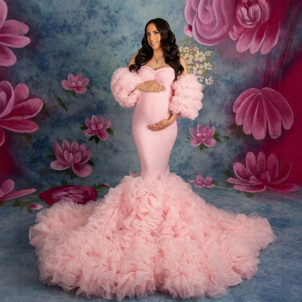 Large Size Fluffy Mesh Pregnant Mother Photo Clothing Tube