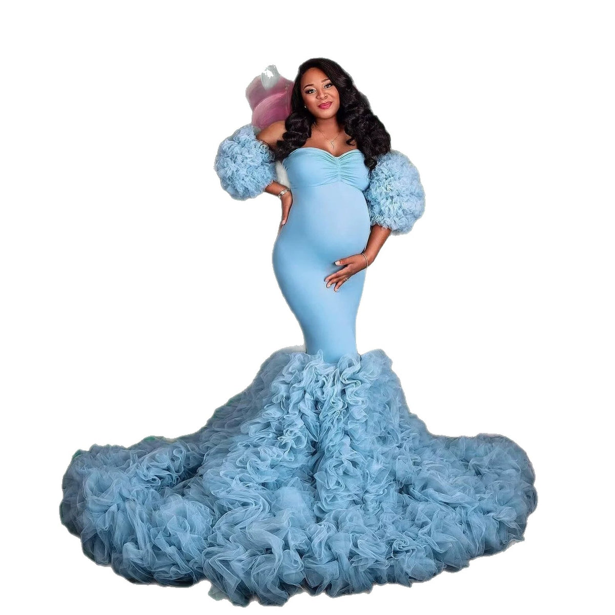 Large Size Fluffy Mesh Pregnant Mother Photo Clothing Tube