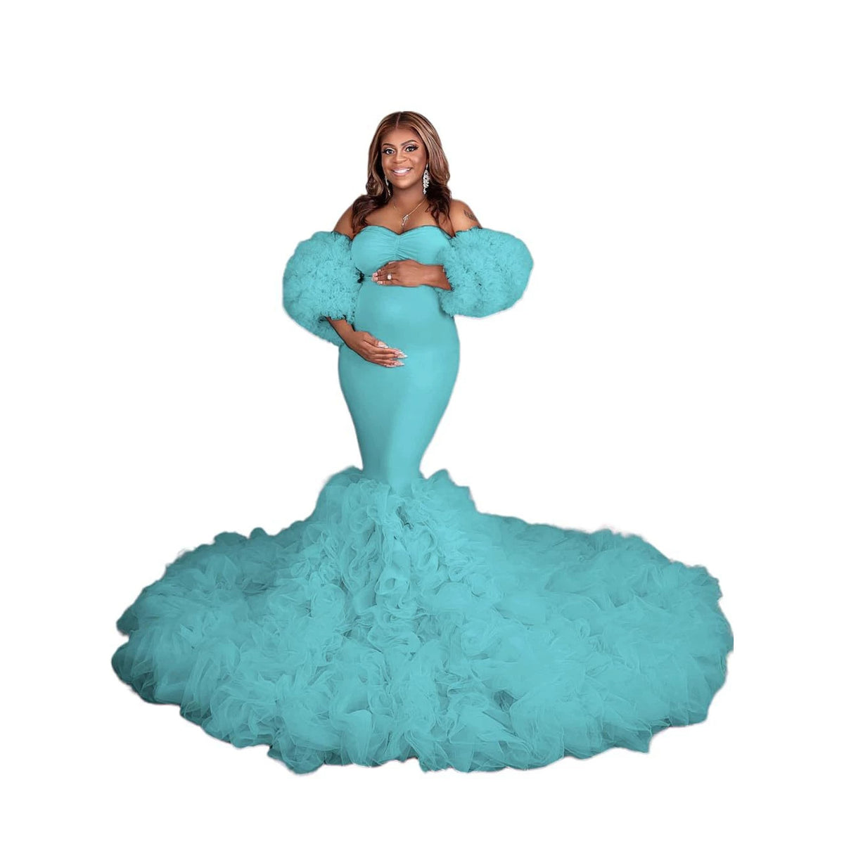 Large Size Fluffy Mesh Pregnant Mother Photo Clothing Tube